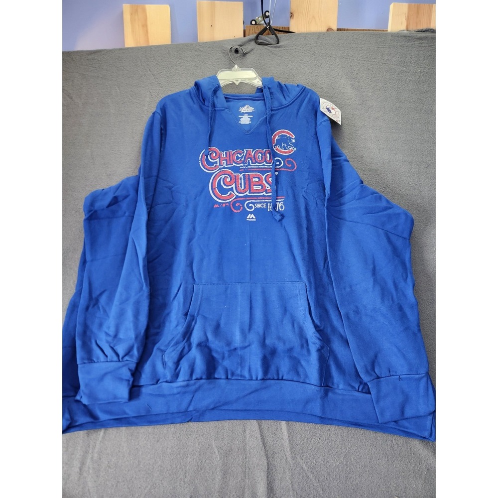 NWT Chicago Cubs Hoodie Sweatshirt Womens 3X MLB Baseball Majestic Pullover Ties